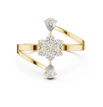 Gold Floral Cluster Drop Round Lab Grown Diamond Ziven Ring