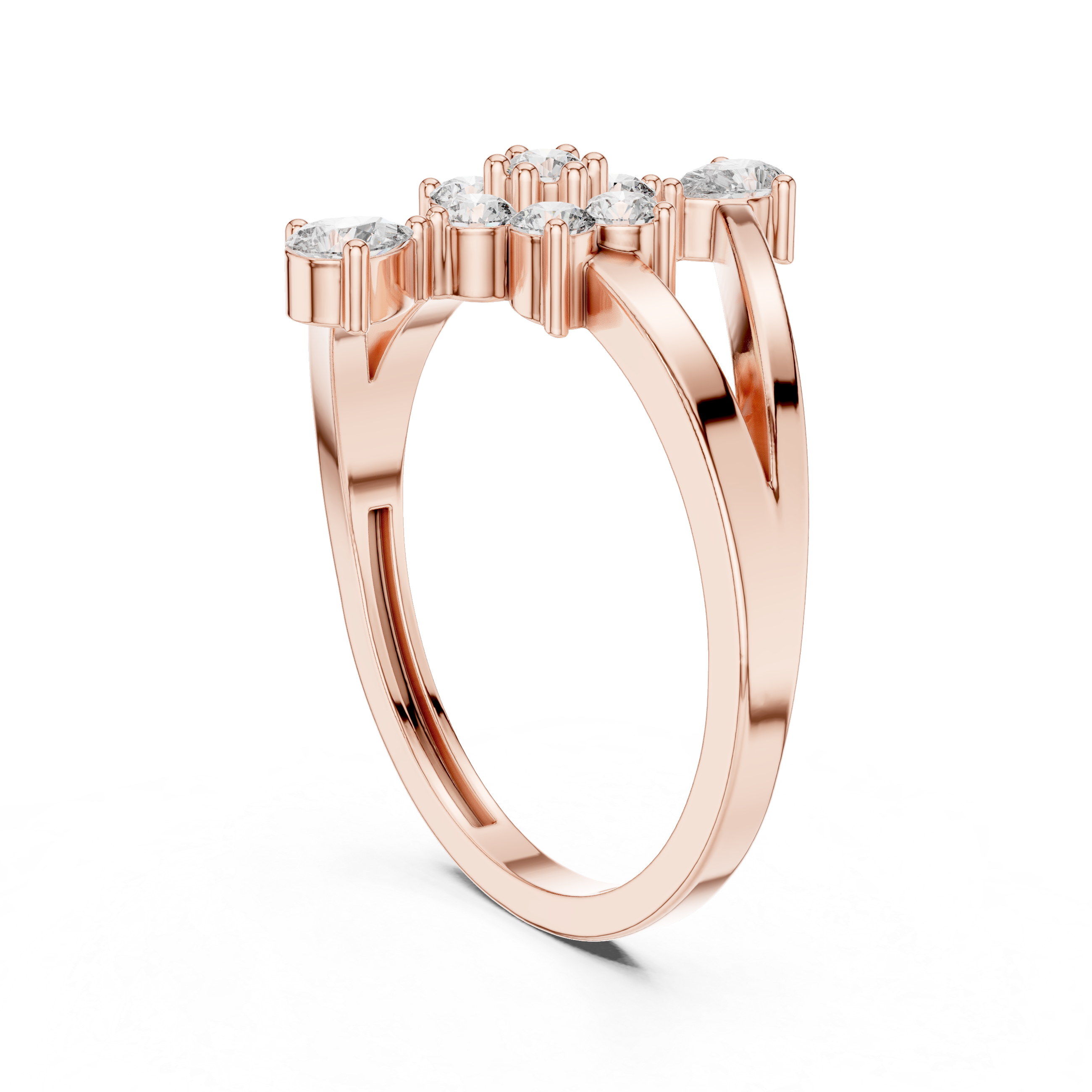 Gold Floral Cluster Drop Round Lab Grown Diamond Ziven Ring
