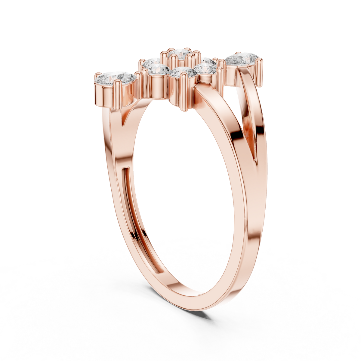 Gold Floral Cluster Drop Round Lab Grown Diamond Ziven Ring