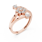 Gold Floral Cluster Drop Round Lab Grown Diamond Ziven Ring