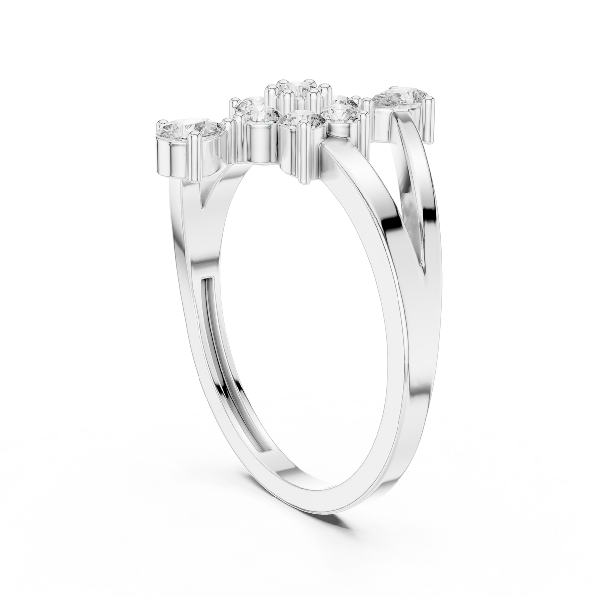 Gold Floral Cluster Drop Round Lab Grown Diamond Ziven Ring