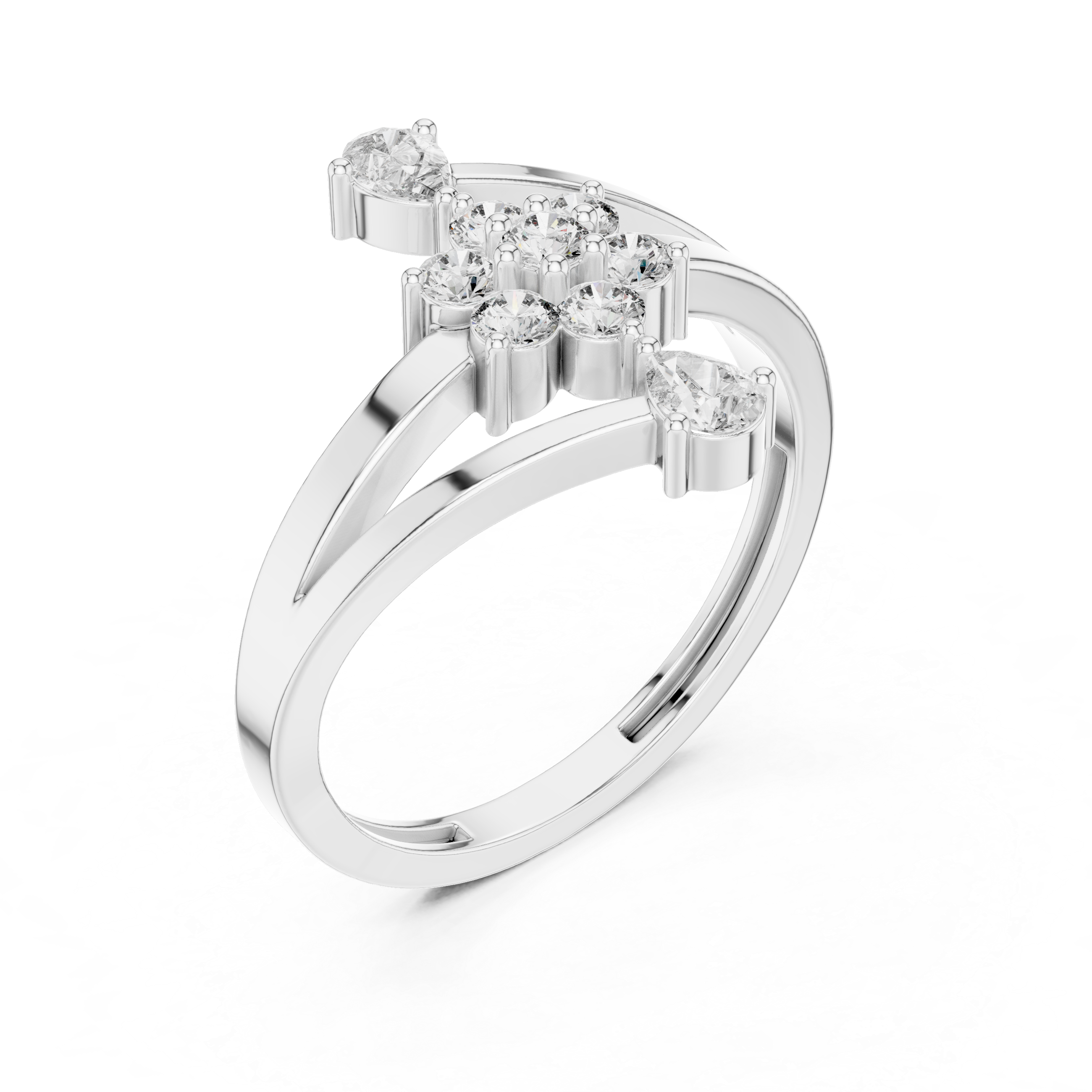Gold Floral Cluster Drop Round Lab Grown Diamond Ziven Ring