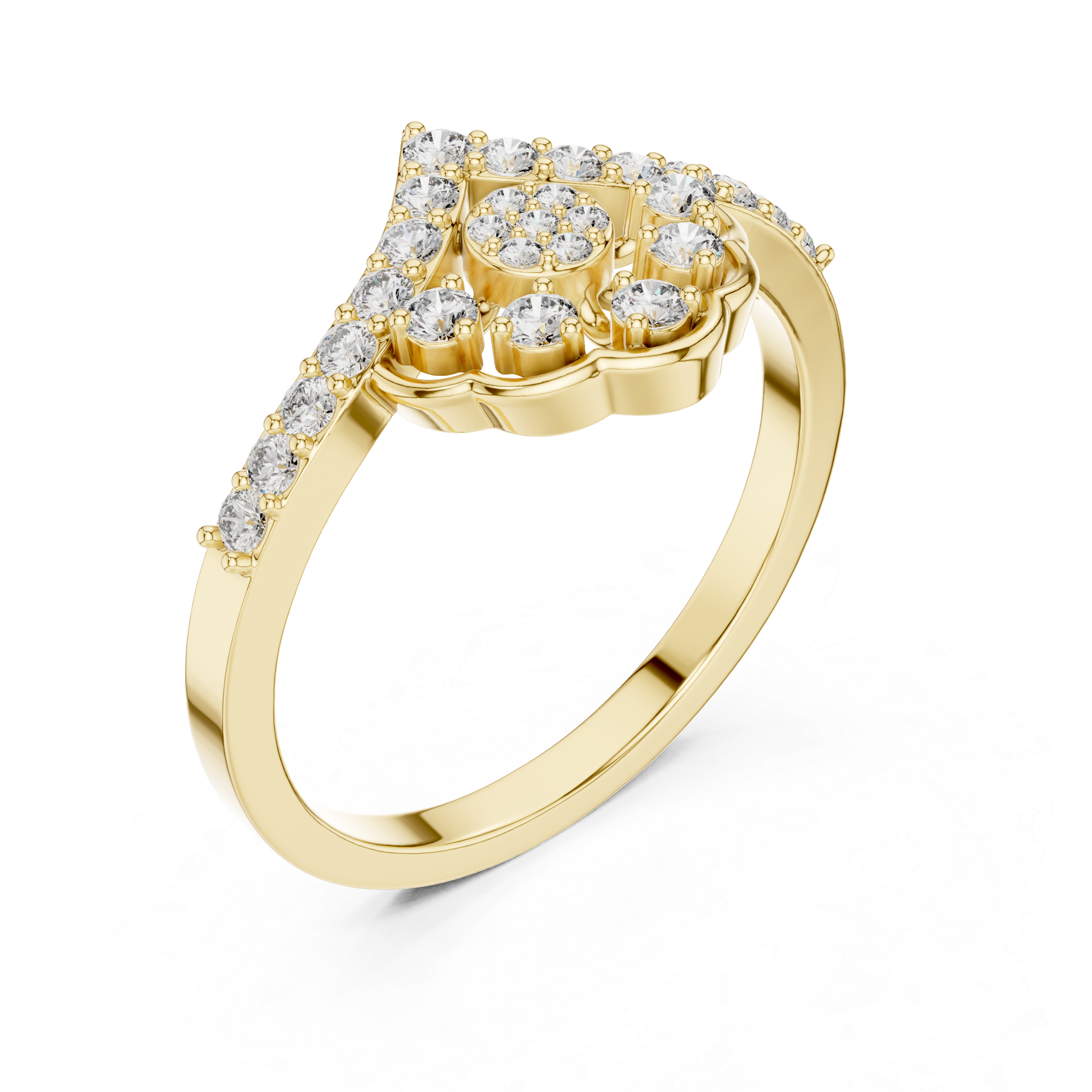 Gold Cluster Pave Round Lab Grown Diamond Inara Ring