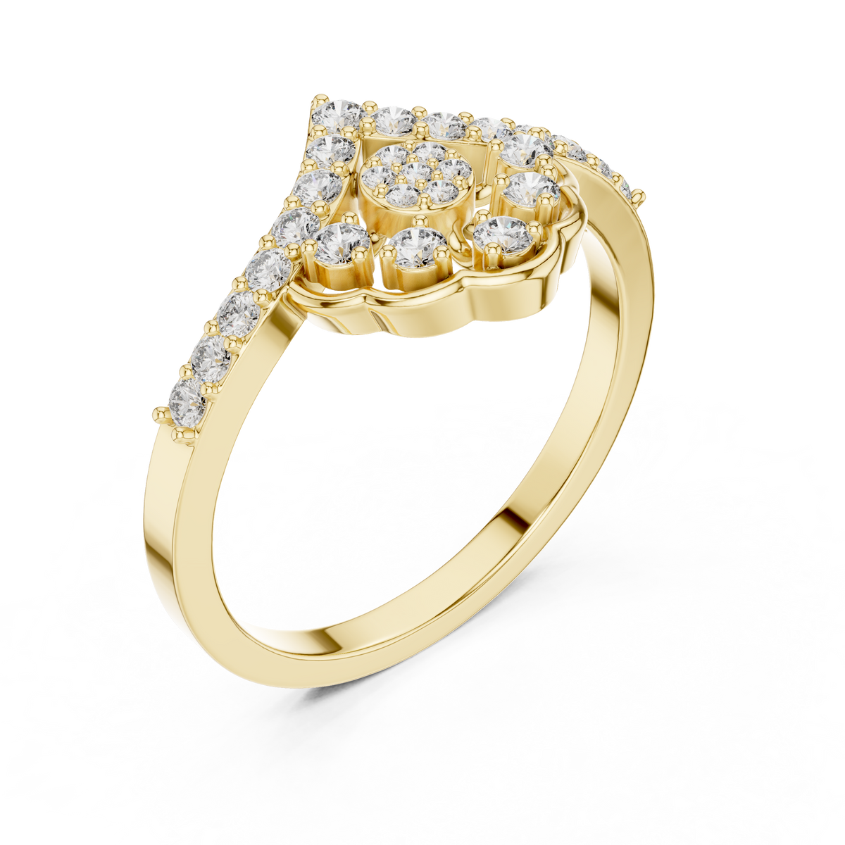 Gold Cluster Pave Round Lab Grown Diamond Inara Ring
