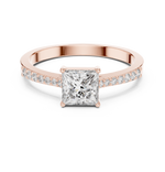 Gold Pave Princess Solitaire Lab Grown Diamond Yalyn Ring