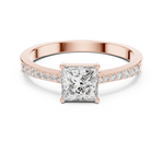 Gold Pave Princess Solitaire Lab Grown Diamond Yalyn Ring