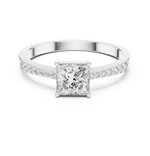 Gold Pave Princess Solitaire Lab Grown Diamond Yalyn Ring