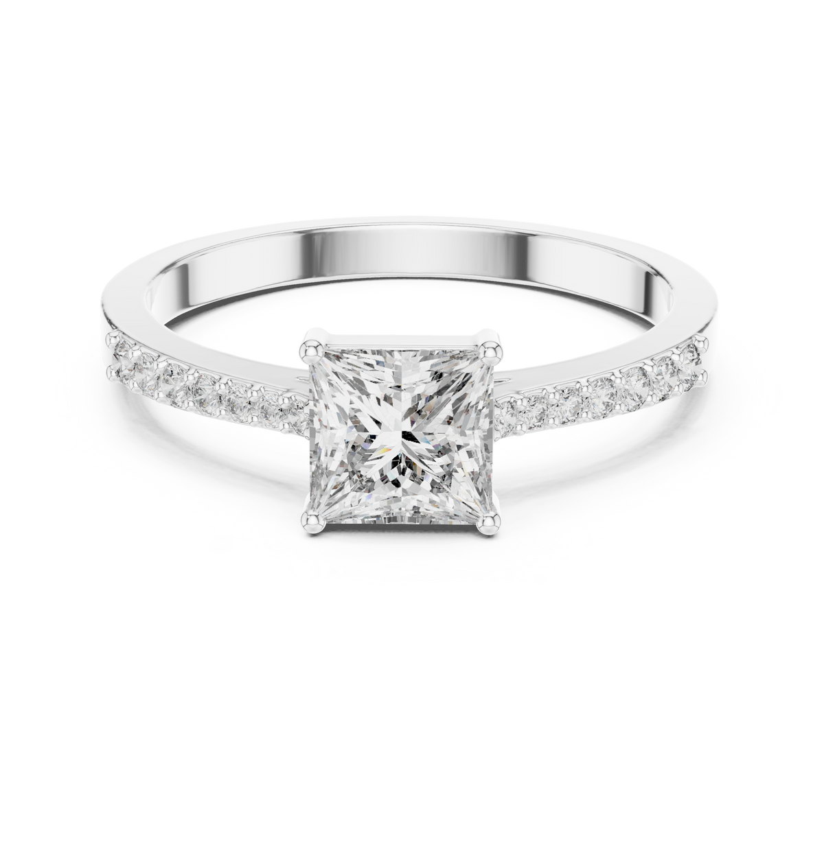 Gold Pave Princess Solitaire Lab Grown Diamond Yalyn Ring