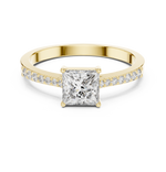 Gold Pave Princess Solitaire Lab Grown Diamond Yalyn Ring
