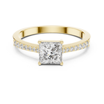 Gold Pave Princess Solitaire Lab Grown Diamond Yalyn Ring