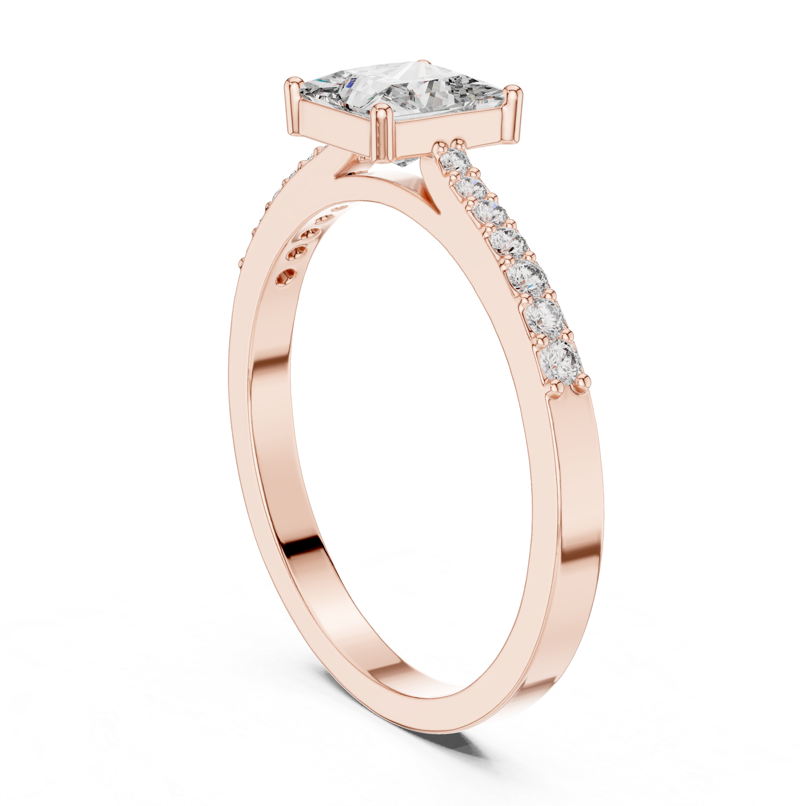 Gold Pave Princess Solitaire Lab Grown Diamond Yalyn Ring