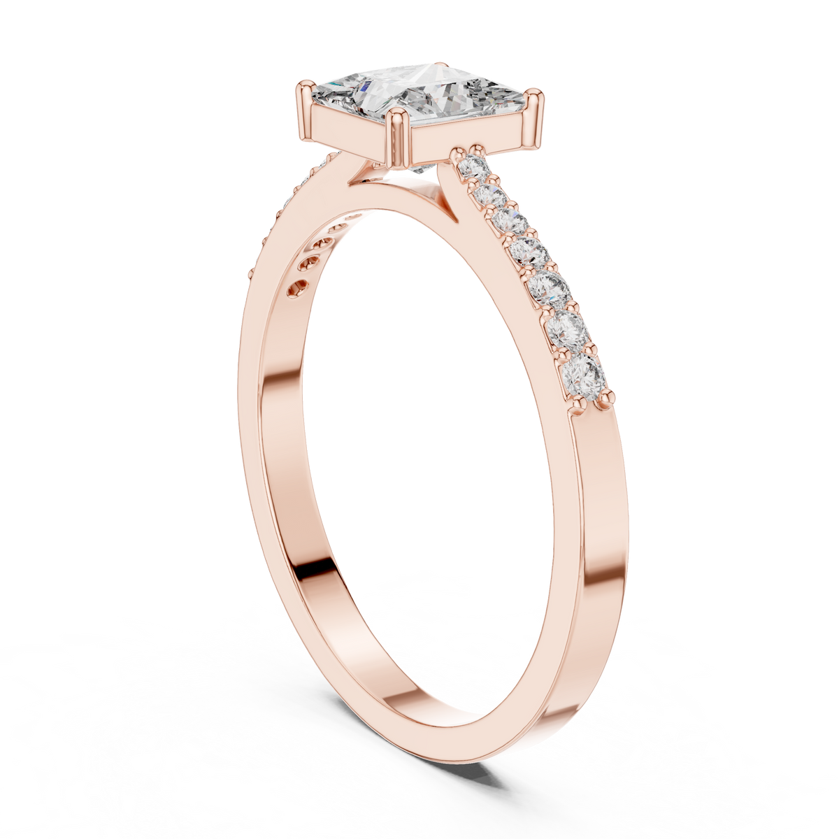Gold Pave Princess Solitaire Lab Grown Diamond Yalyn Ring