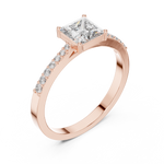 Gold Pave Princess Solitaire Lab Grown Diamond Yalyn Ring