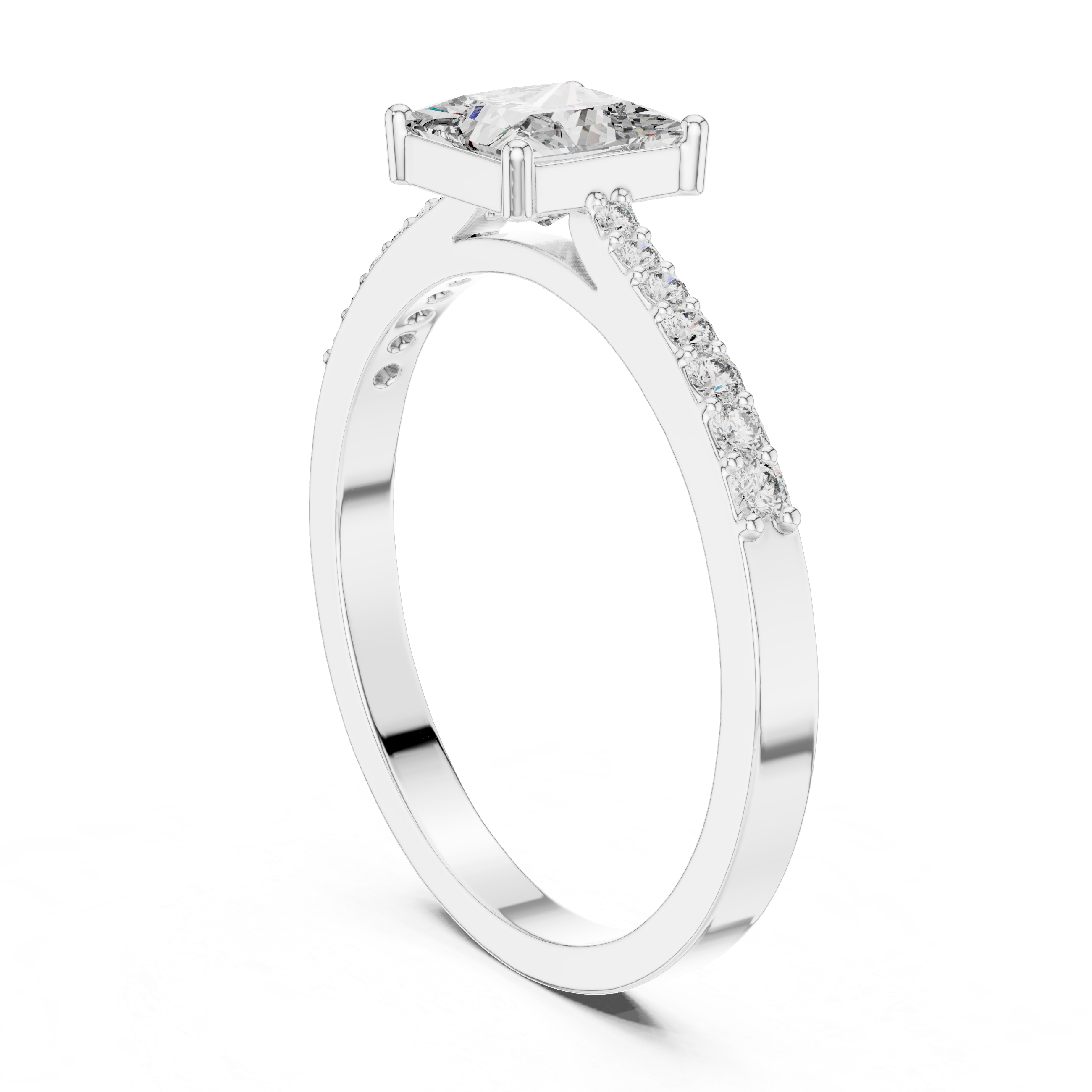 Gold Pave Princess Solitaire Lab Grown Diamond Yalyn Ring