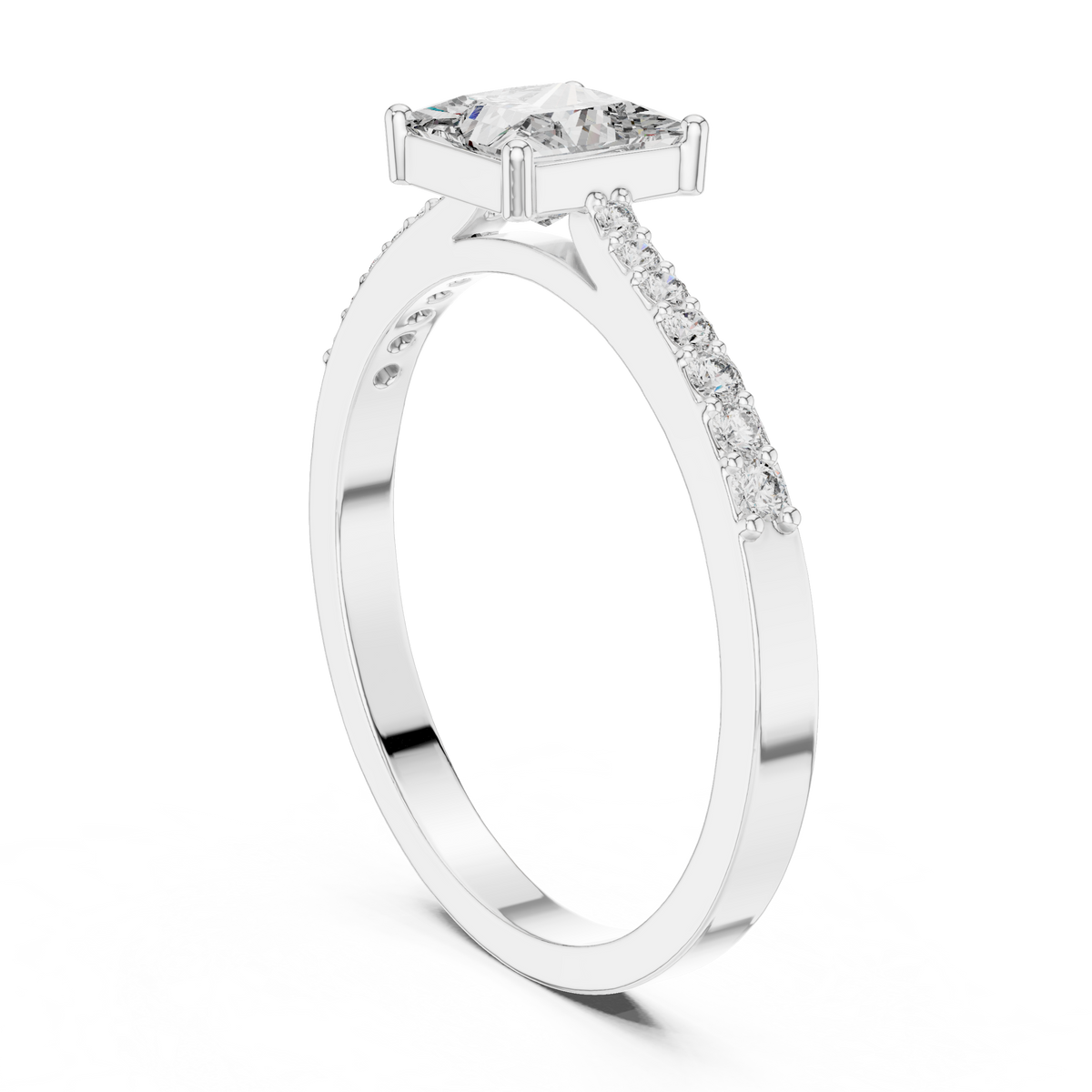 Gold Pave Princess Solitaire Lab Grown Diamond Yalyn Ring