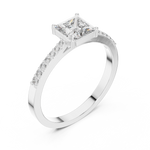 Gold Pave Princess Solitaire Lab Grown Diamond Yalyn Ring