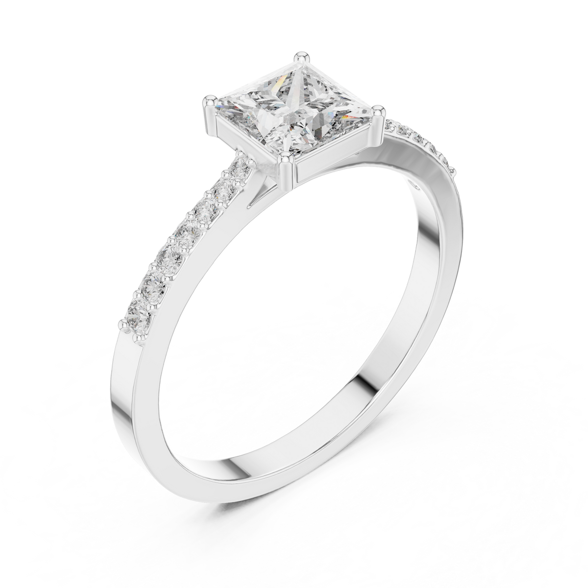 Gold Pave Princess Solitaire Lab Grown Diamond Yalyn Ring