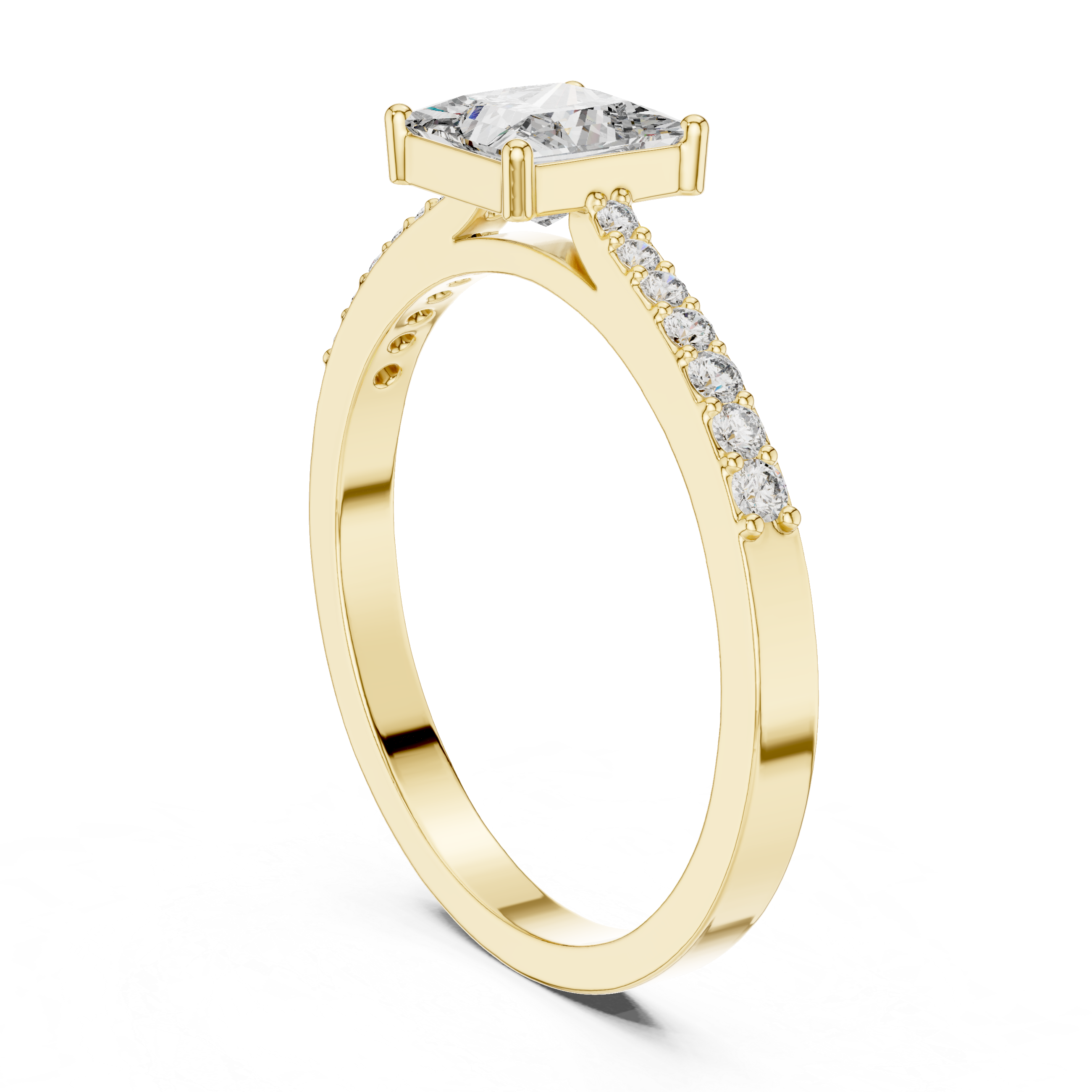 Gold Pave Princess Solitaire Lab Grown Diamond Yalyn Ring