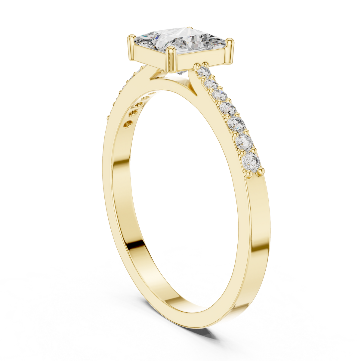 Gold Pave Princess Solitaire Lab Grown Diamond Yalyn Ring