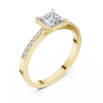 Gold Pave Princess Solitaire Lab Grown Diamond Yalyn Ring