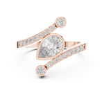 Gold Bezel Pave Pear Lab Grown Diamond Rhael Ring