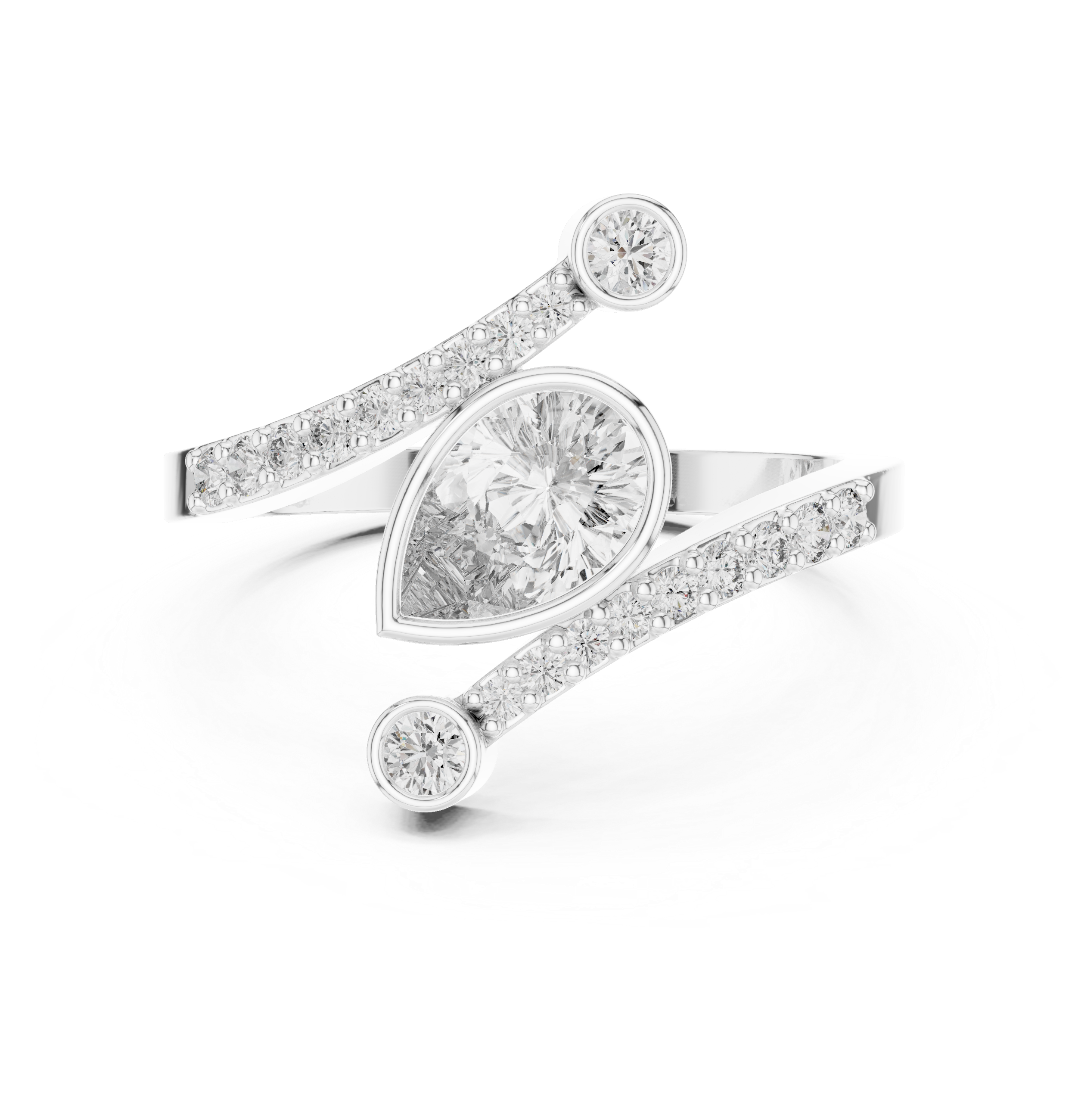 Gold Bezel Pave Pear Lab Grown Diamond Rhael Ring