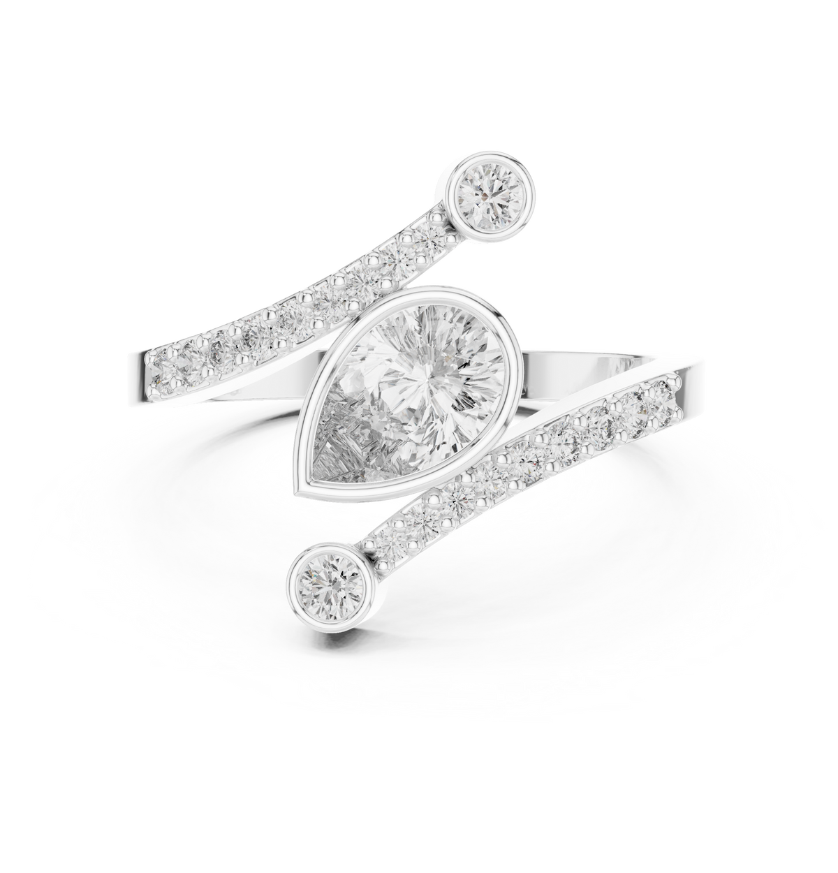 Gold Bezel Pave Pear Lab Grown Diamond Rhael Ring