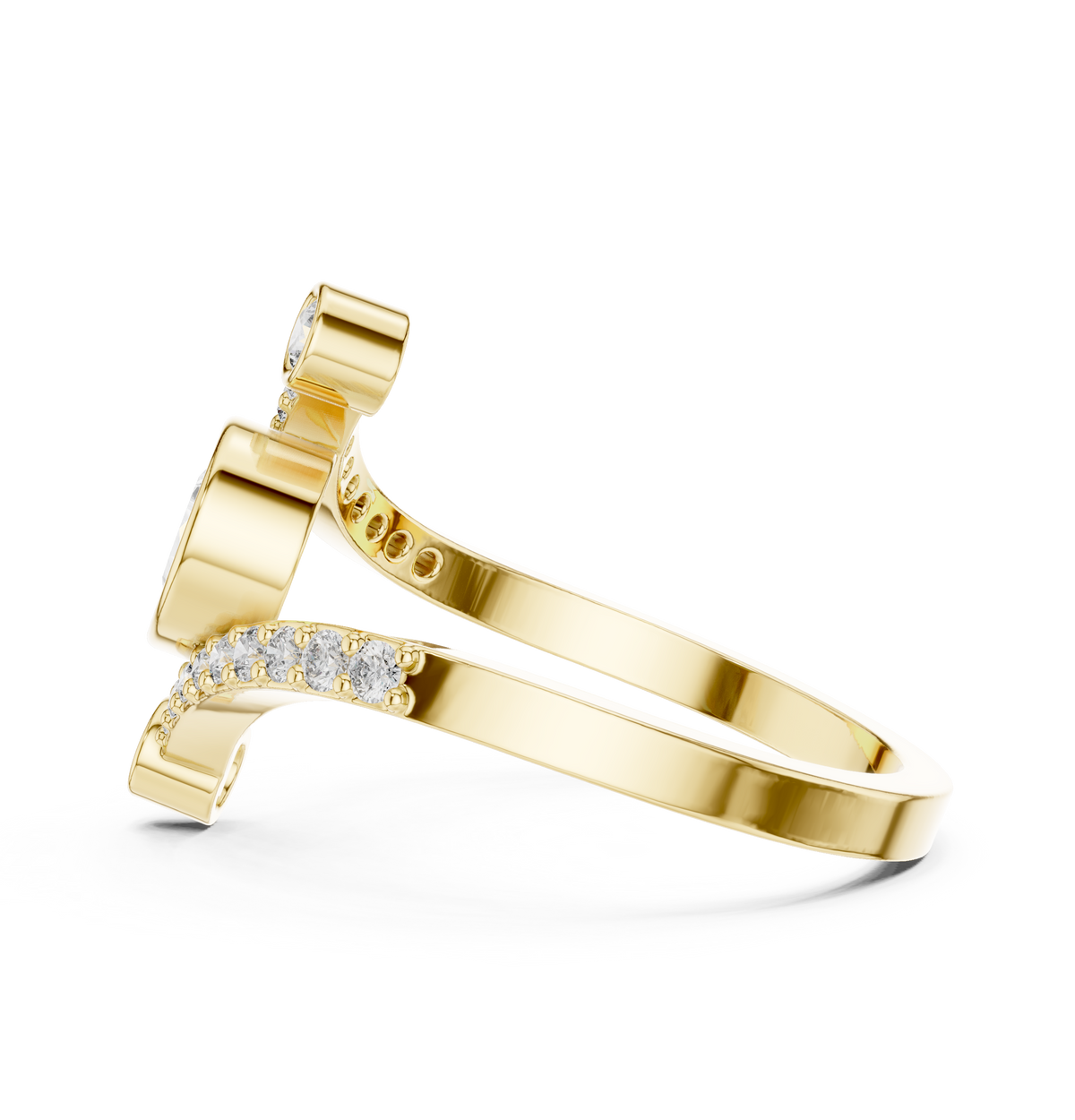 Gold Bezel Pave Pear Lab Grown Diamond Rhael Ring