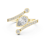 Gold Bezel Pave Pear Lab Grown Diamond Rhael Ring