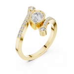 Gold Bezel Pave Pear Lab Grown Diamond Rhael Ring
