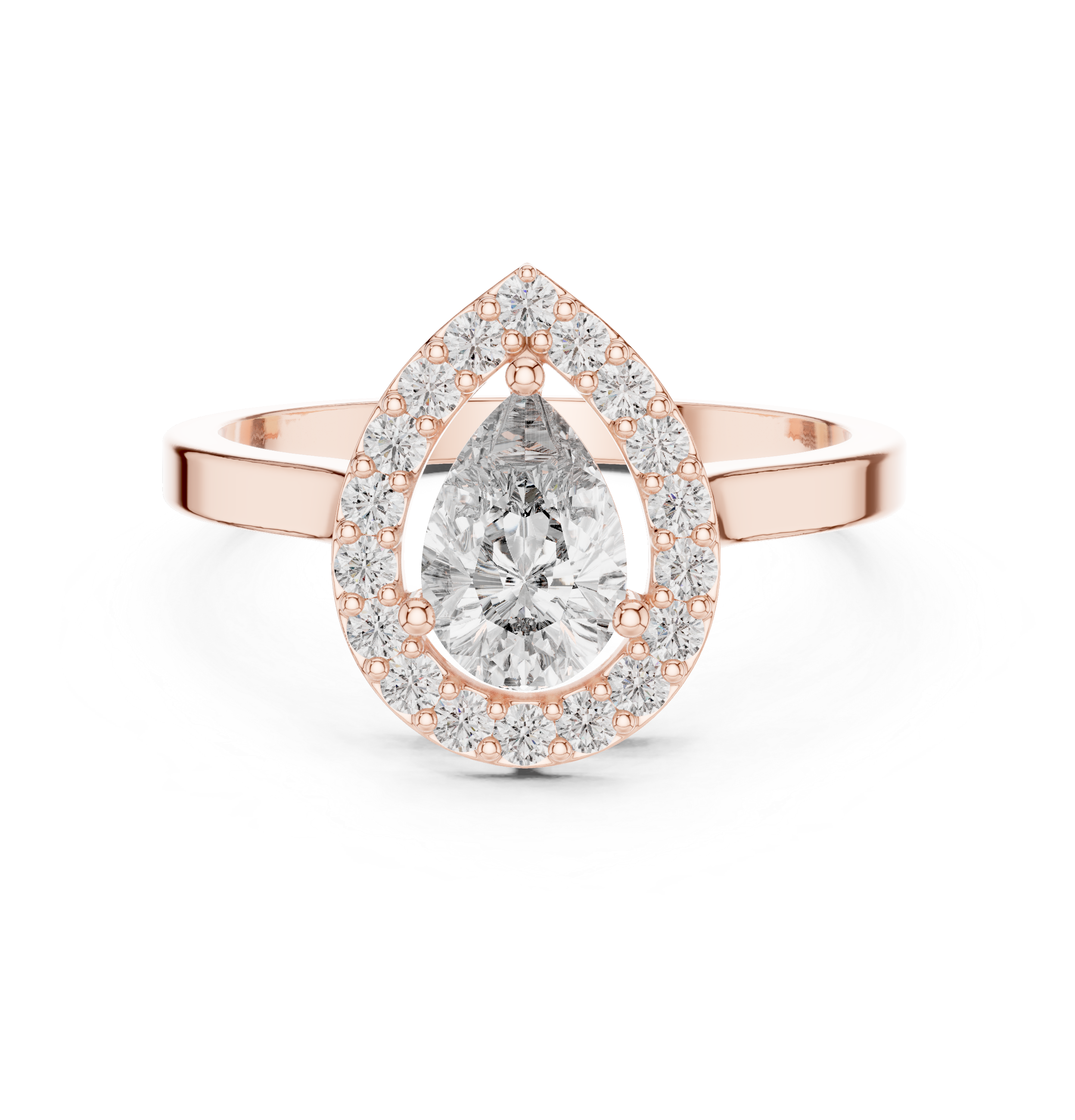 Gold Halo Pear Lab Grown Diamond Elaris Ring