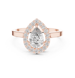 Gold Halo Pear Lab Grown Diamond Elaris Ring