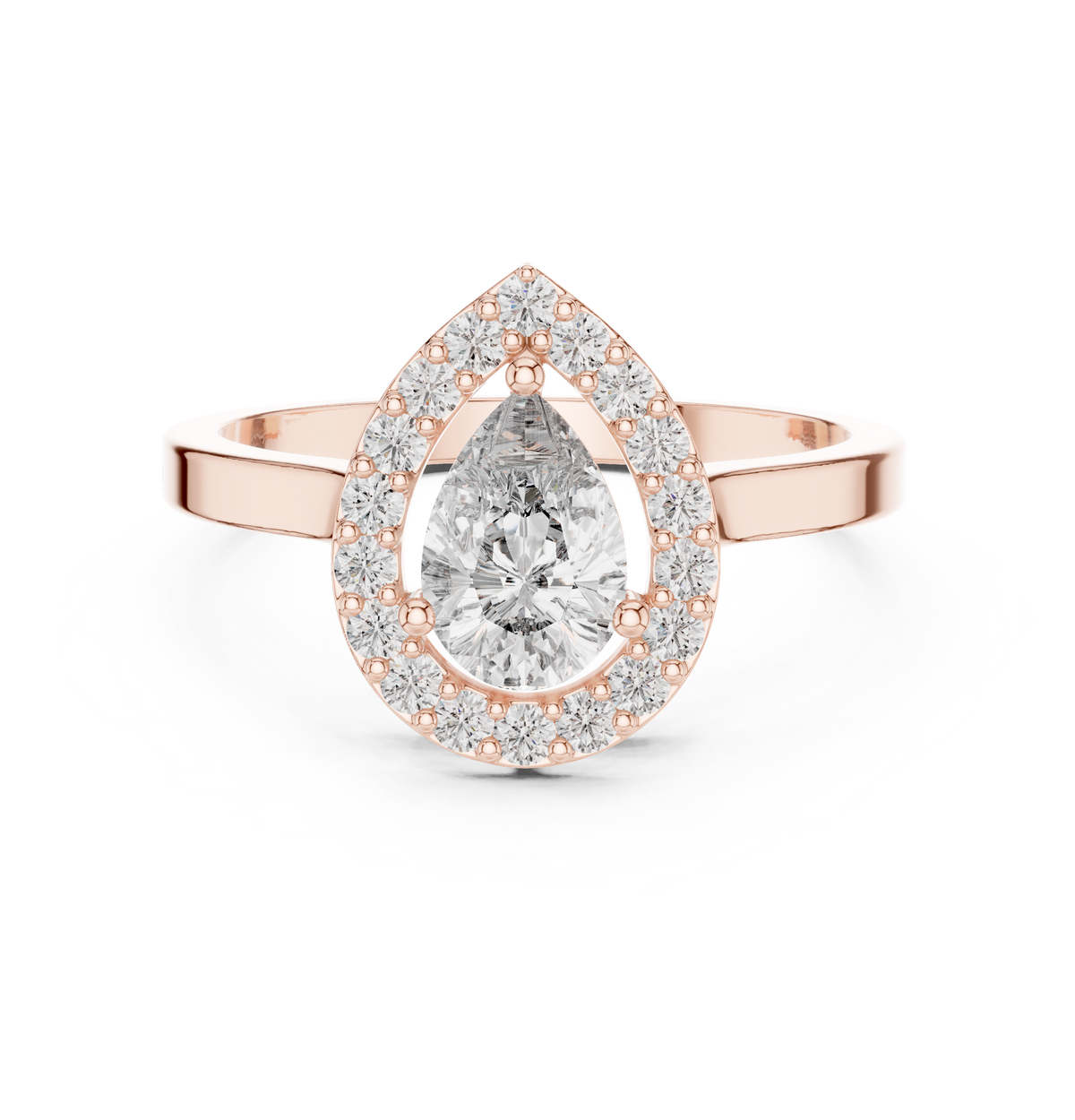Gold Halo Pear Lab Grown Diamond Elaris Ring