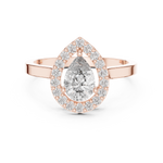 Gold Halo Pear Lab Grown Diamond Elaris Ring
