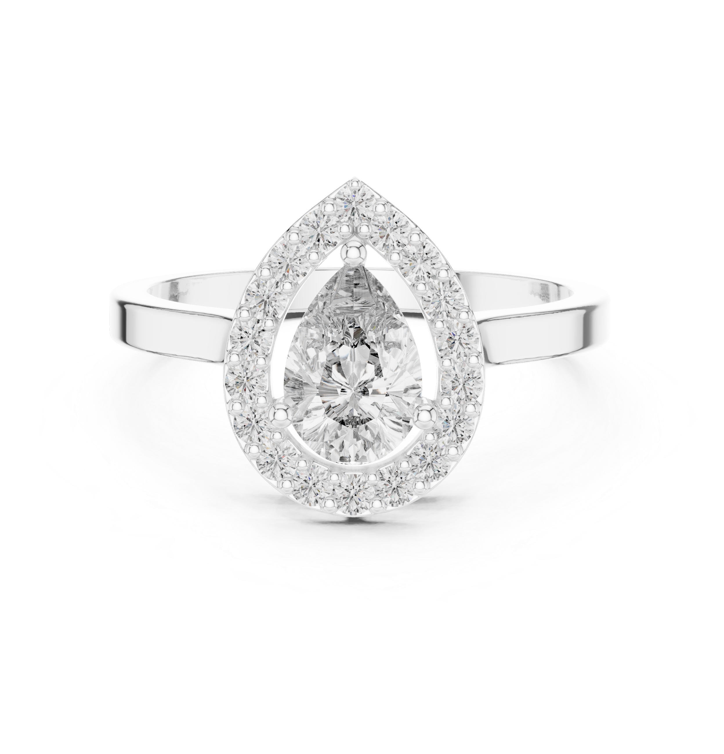 Gold Halo Pear Lab Grown Diamond Elaris Ring