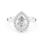 Gold Halo Pear Lab Grown Diamond Elaris Ring