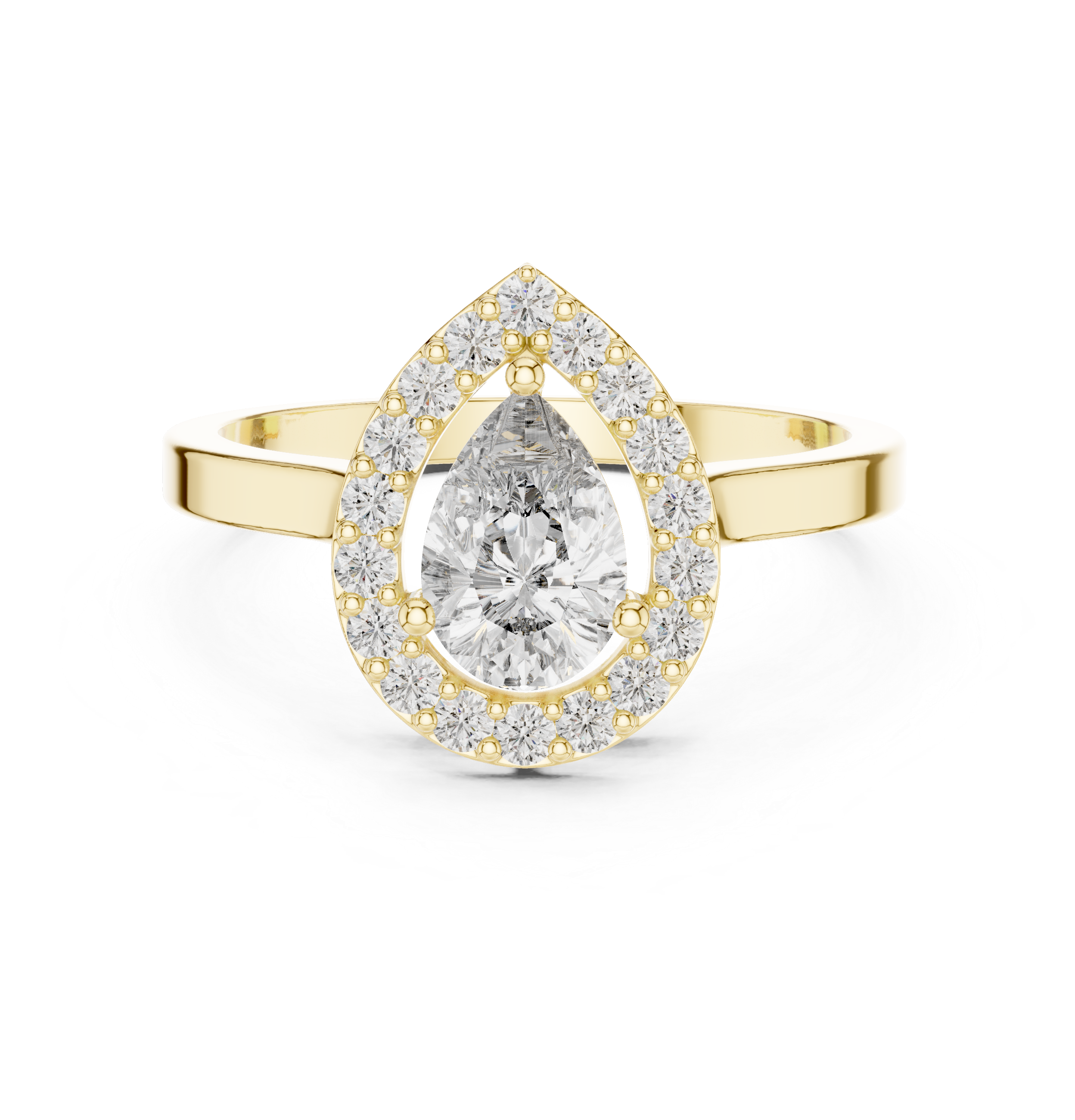 Gold Halo Pear Lab Grown Diamond Elaris Ring