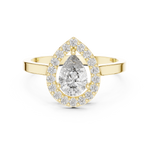 Gold Halo Pear Lab Grown Diamond Elaris Ring