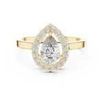 Gold Halo Pear Lab Grown Diamond Elaris Ring