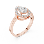 Gold Halo Pear Lab Grown Diamond Elaris Ring