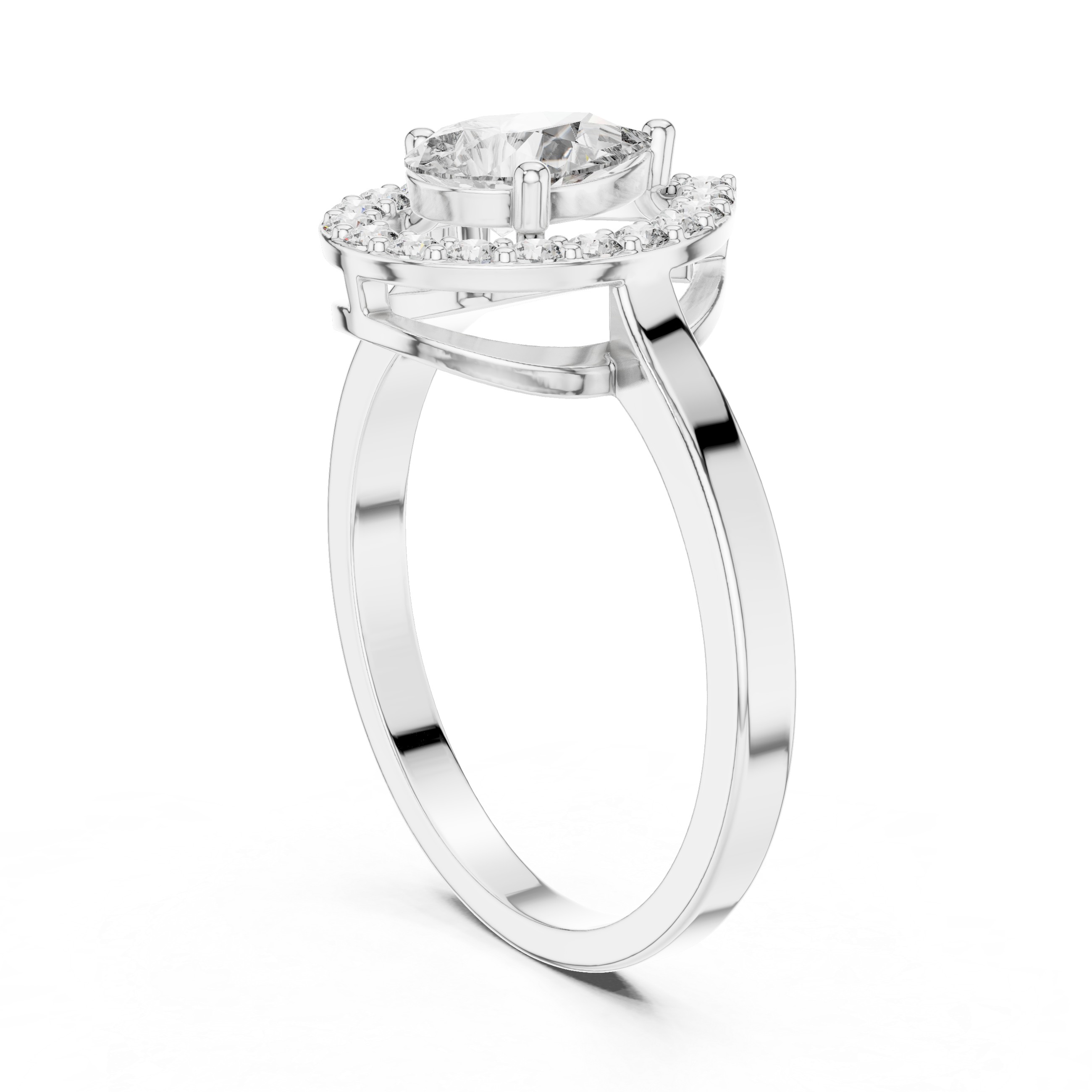 Gold Halo Pear Lab Grown Diamond Elaris Ring