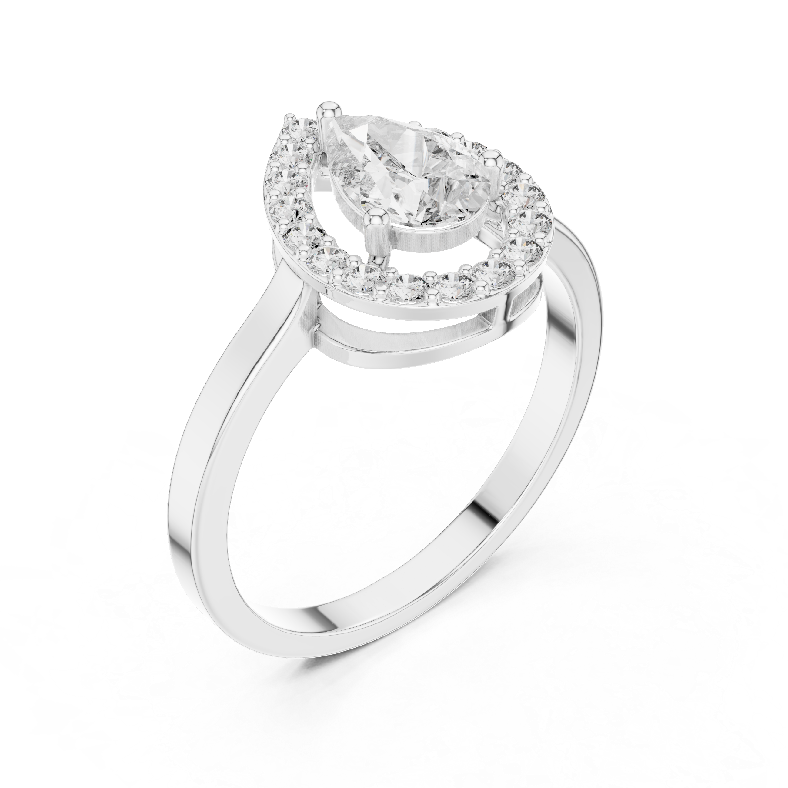 Gold Halo Pear Lab Grown Diamond Elaris Ring