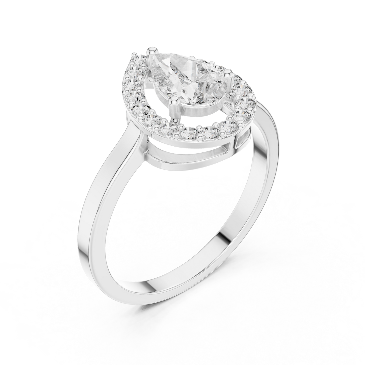Gold Halo Pear Lab Grown Diamond Elaris Ring