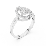 Gold Halo Pear Lab Grown Diamond Elaris Ring