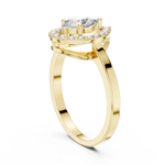 Gold Halo Pear Lab Grown Diamond Elaris Ring