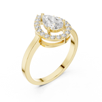 Gold Halo Pear Lab Grown Diamond Elaris Ring
