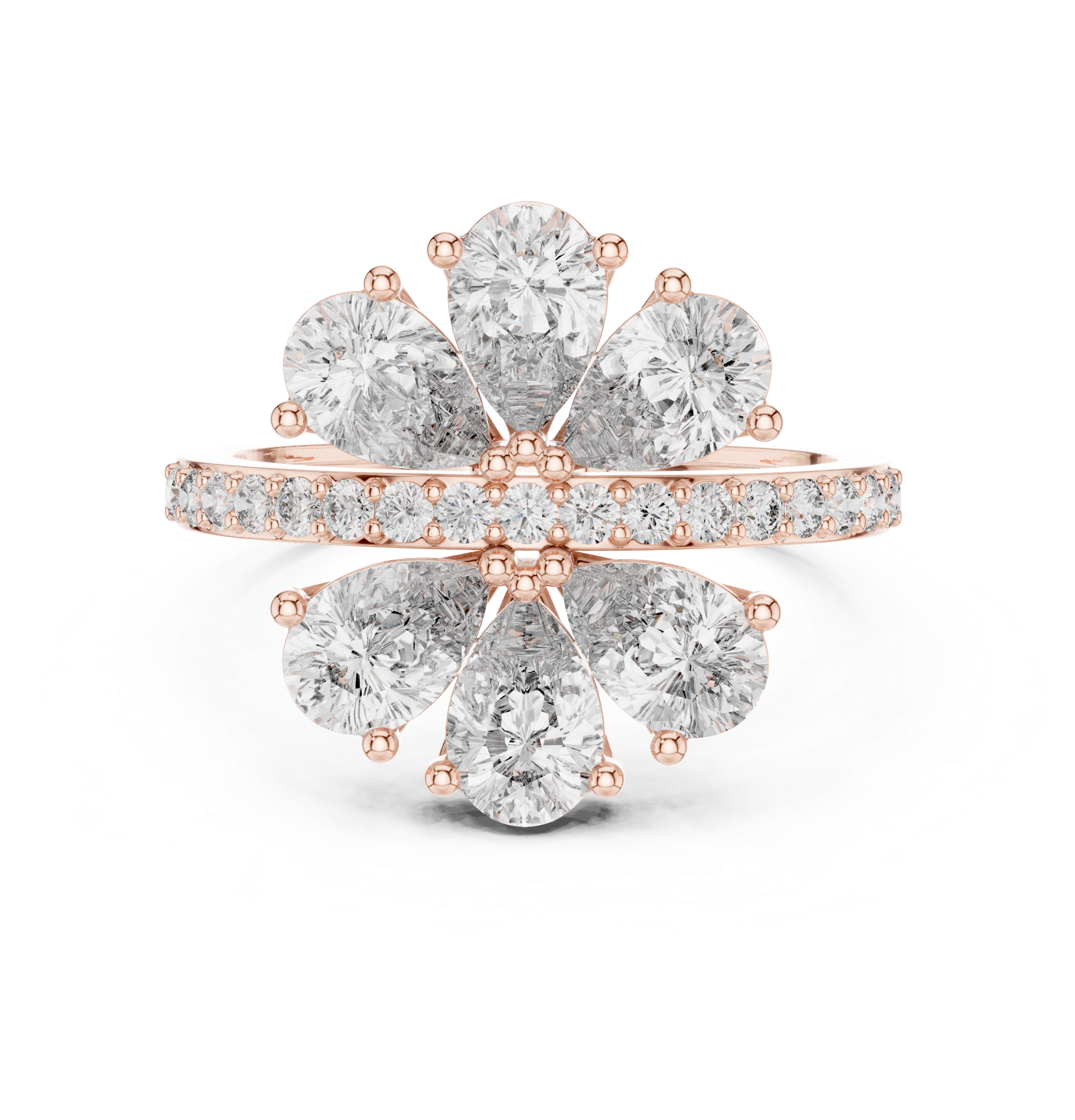 Gold Floral Cluster Pear Lab Grown Diamond Lysera Ring