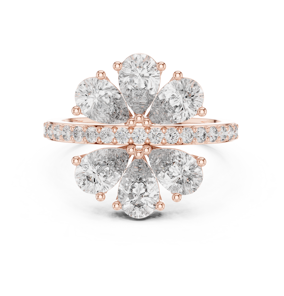 Gold Floral Cluster Pear Lab Grown Diamond Lysera Ring