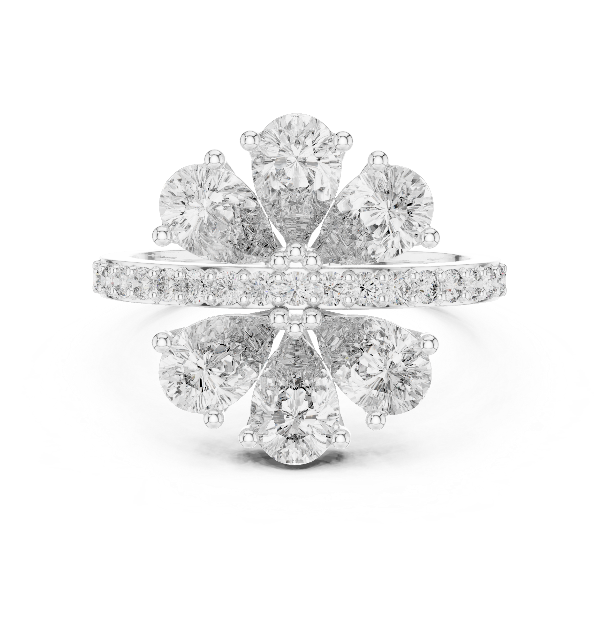 Gold Floral Cluster Pear Lab Grown Diamond Lysera Ring