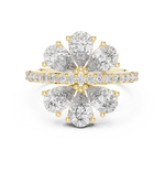 Gold Floral Cluster Pear Lab Grown Diamond Lysera Ring
